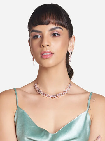 White Marquise Rose Gold Necklace