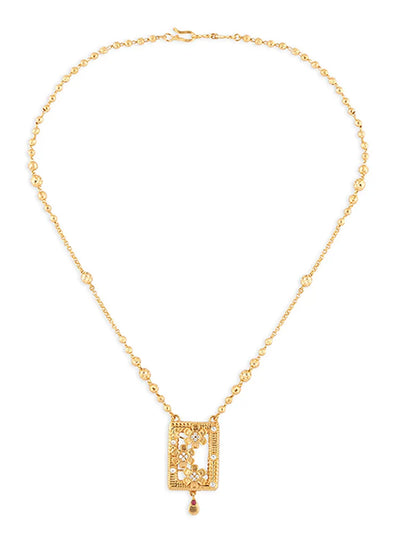 Flower Frame Diamond Pendant - Gold-Plated