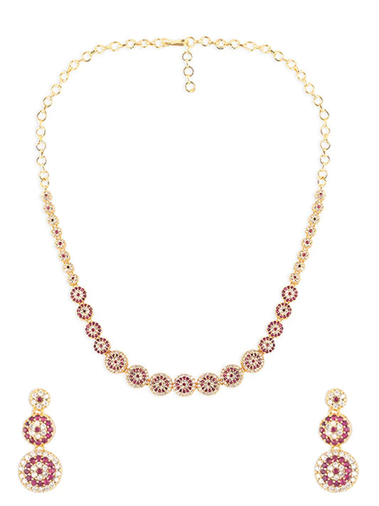 Red Spinel Turkish Design Necklace with Earrings