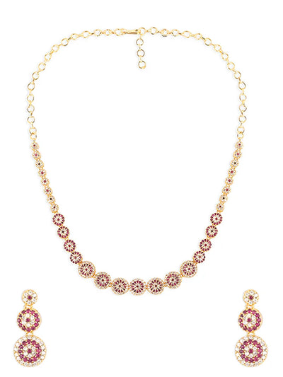 Red Spinel Turkish Design Necklace with Earrings
