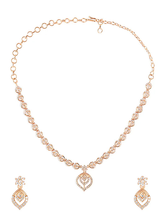 Heart-Shaped Gold-Plated Red Cubic Zirconia Necklace