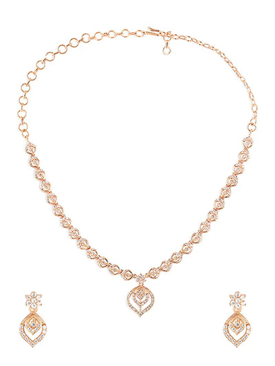 Heart-Shaped Gold-Plated Red Cubic Zirconia Necklace