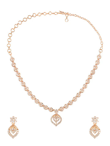 Heart-Shaped Gold-Plated Red Cubic Zirconia Necklace