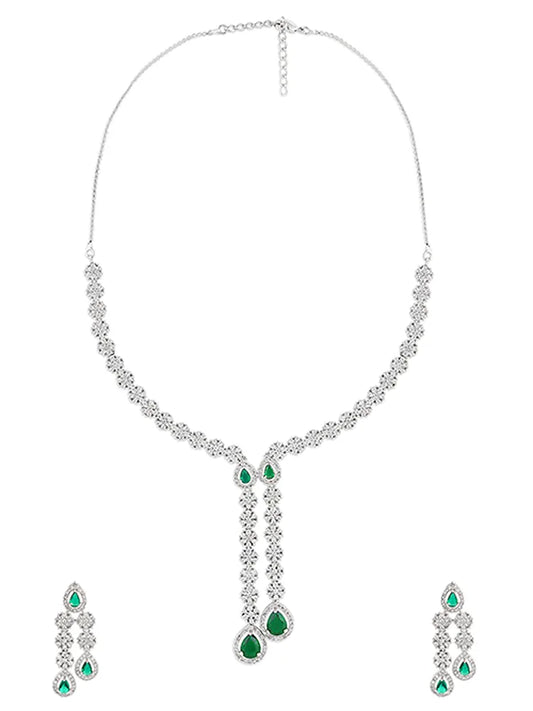Natural Green Diamond Necklace with Earrings