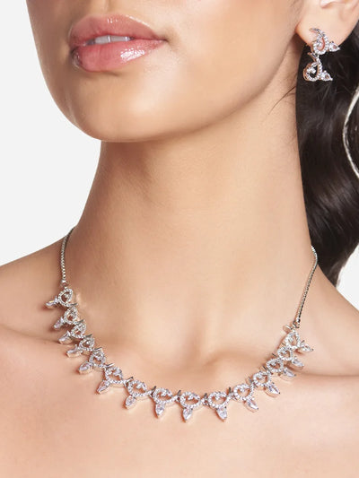 Shimmering White Stone American Diamond Set - Timeless Beauty of Real Diamonds hover