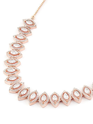 White Marquise Rose Gold Necklace