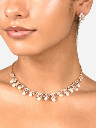 Pearl Bloom Choker Set - Where Elegance Meets Everyday Sparkle hover