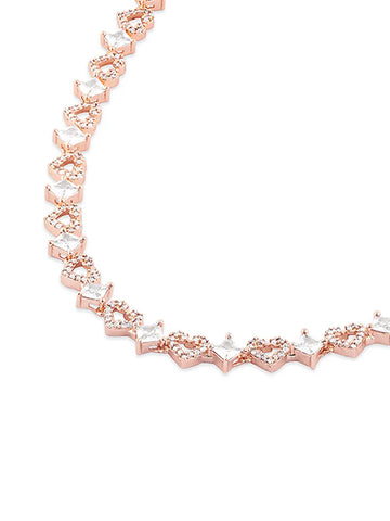 Heart-Shaped Chain Necklace with Earrings