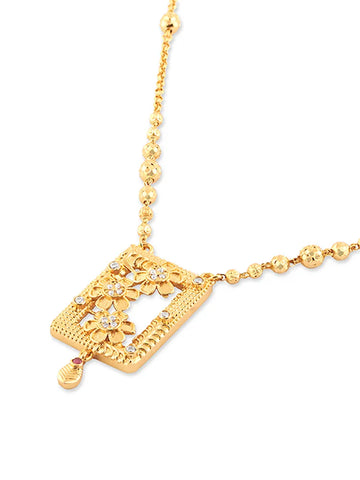 Flower Frame Diamond Pendant - Gold-Plated