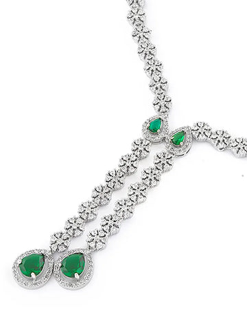 Natural Green Diamond Necklace with Earrings