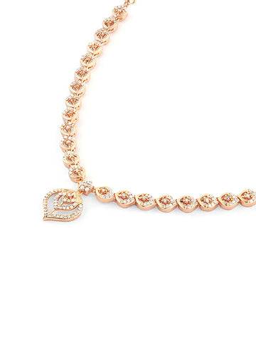 Heart-Shaped Gold-Plated Red Cubic Zirconia Necklace