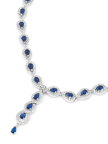 Ocean Blue Spinel Micro Silver-Plated Necklace with Earrings