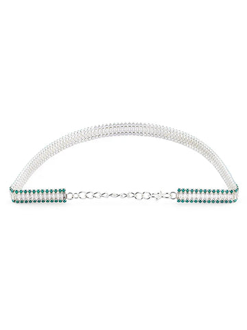 Mint Green and White Stone Choker Set with Matching Bracelet and Earrings - Soft Modern Glam