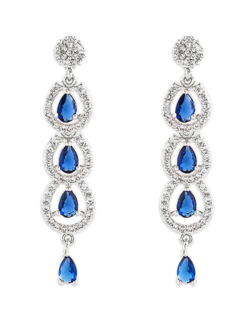 Ocean Blue Spinel Micro Silver-Plated Necklace with Earrings