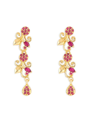 24-Carat Gold-Plated Ruby-Studded Diamond Necklace for Women