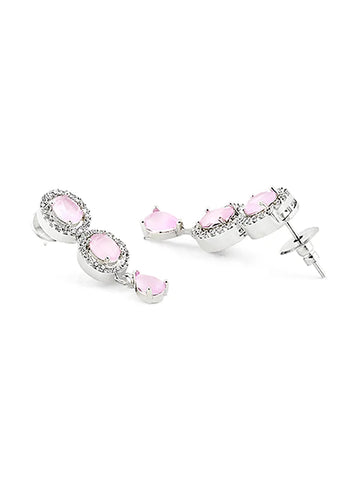92.5 Micro Silver-Coated Light Pink Necklace - Soft Elegance for Graceful Evenings and Romantic Moments