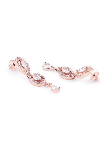 White Marquise Rose Gold Necklace