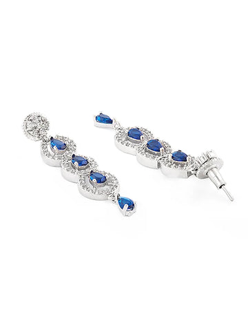 Ocean Blue Spinel Micro Silver-Plated Necklace with Earrings
