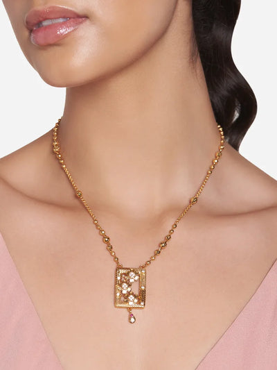 Flower Frame Diamond Pendant - Gold-Plated hover
