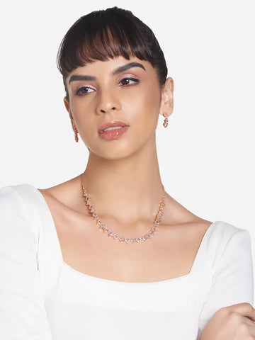 Heart-Shaped Chain Necklace with Earrings