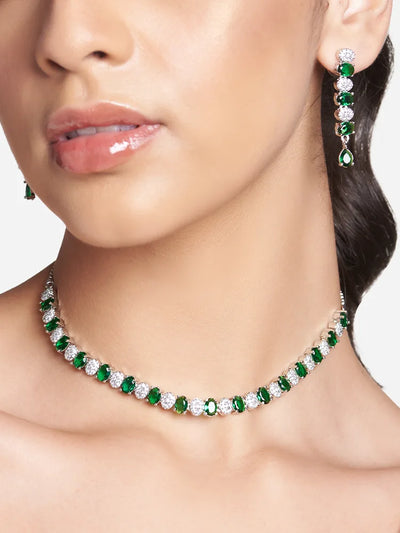 NatureÕs Green Stone Necklace - Gracefully Arranged in a Delicate Foliage Design hover