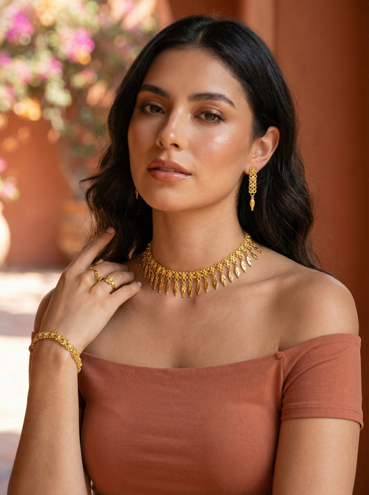 Royal Fringe Gold Necklace Set