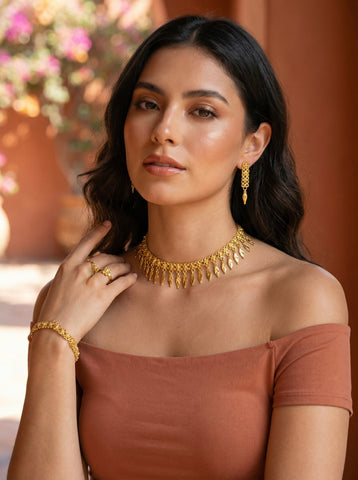 Royal Fringe Gold Necklace Set